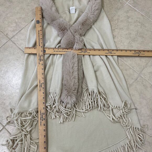 Northern Angel S/M Fringe Vest Cardigan Open Front Faux Fur Hooded - Picture 9 of 10